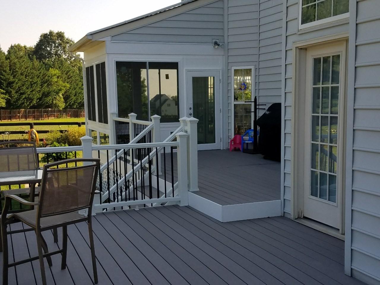 A deck being remodeled in a residential outdoor living space. | S&S Remodeling